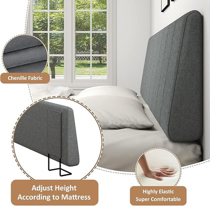 King Size Headboard Only-No Assembly, Upholstered Headboard King Size Linen Fabric Modern Style Headboards for Adjustable Bed Extra-Thick, Dark Gray