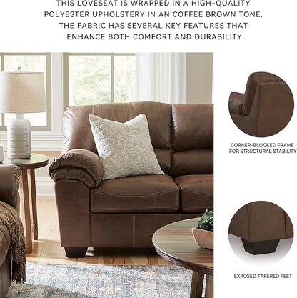 Signature Design by Ashley Bladen Faux Leather Loveseat, Brown