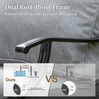 Patio Furniture Set 7 pcs, Outdoor Patio Furniture, 3-Seat Sofa, 4 Single Chairs, 2 Ottomans and 5.75" Extra Thick Cushion, Patio Conversation Set for Garden Backyard Deck,Grey