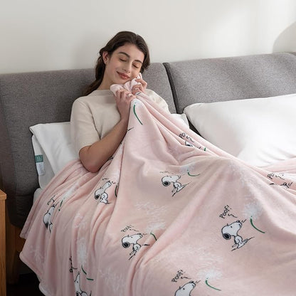 Berkshire Blanket Peanuts® VelvetLoft® Cute Character Snoopy Plush Blanket,Make A Wish Spring Pink,King 90 in x 108 in (Official Peanuts® Product)