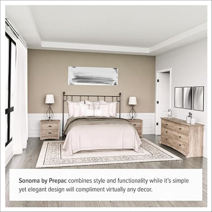 Prepac Sonoma Rustic 5-Drawer Tall Dresser for Bedroom, Farmhouse Dresser Chest of Drawers 17.75" D x 31.5" W x 44.75" H, Drifted Gray