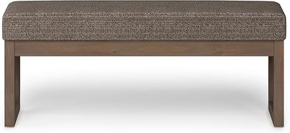 SIMPLIHOME Milltown 45 inch Wide Contemporary Rectangle Large Ottoman Bench in Mink Brown Tweed Look Fabric, Assembled, for the Living Room and Bedroom