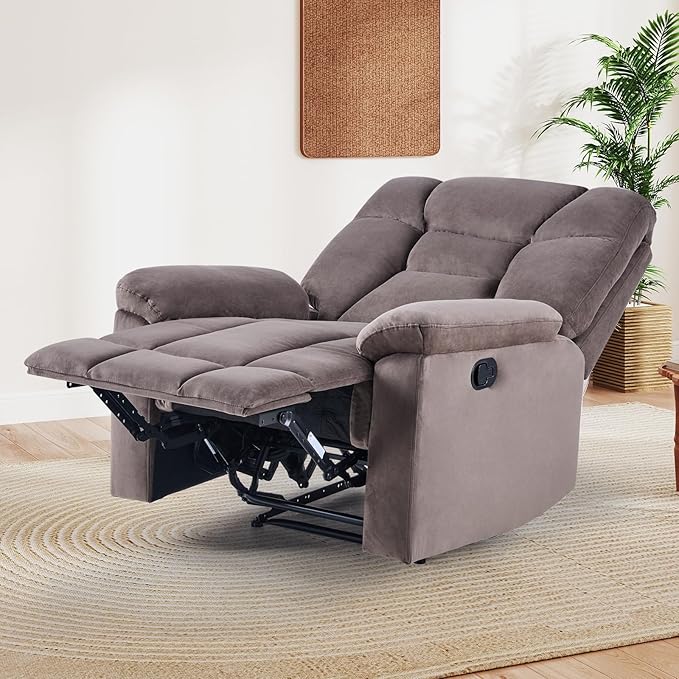 EBELLO Set of 2 Manual Recliner Chair for Adults with Soft Padded Headrest and Backrest, Overstuffed Single Recliner Sofa Chair for Living Room, Dark Brown