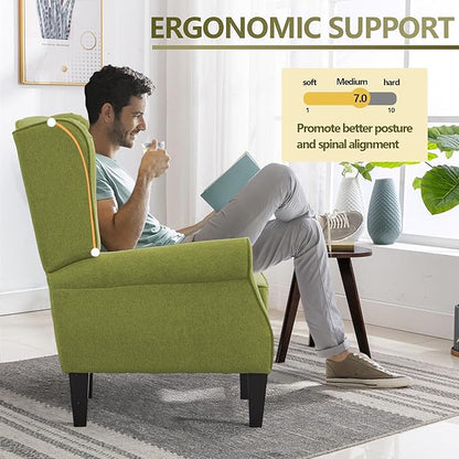 Accent Chair, Modern Living Room Chairs with Wingback, Comfy Upholstered High Back Single Sofa for Bedroom, Mid-Century Reading Armchair Sillas para Sala