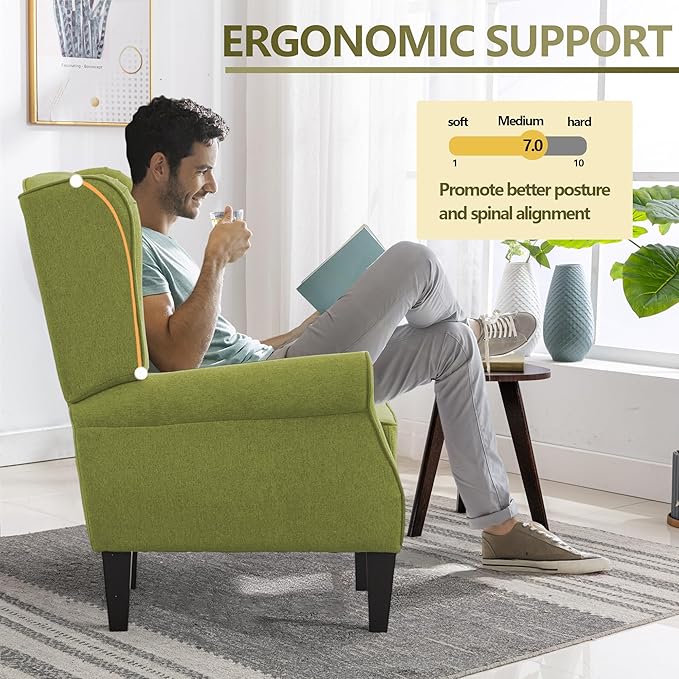 Accent Chair for Living Room Set of 2, High Back Reading Armchairs with Removable Seat Cushion, Mid-Century Single Couch in Fabric, Modern Ergonomic Wingback Chair for Bedroom,Club, Balcony