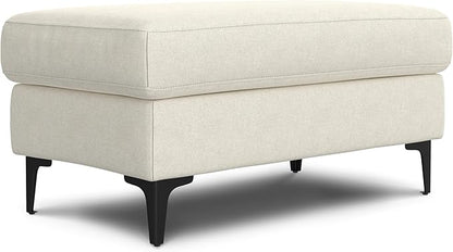 SIMPLIHOME Ava Sofa and Ottoman in 100% Recycled Polyester Performance Fabric, Cream, 76-inch-Wide 2-Seater Loveseat and Matching 36-inch-Wide Table Ottoman for Living Room, 2-Piece Set