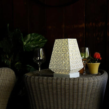 Alpine Corporation LGB104M-WT 10" Tall Tabletop Lamp with Chain Style Filament LED Lights