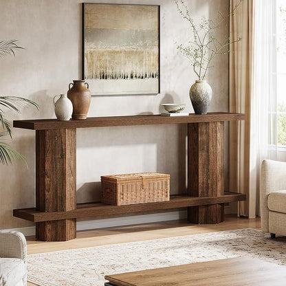 Tribesigns 71-Inch Long Console Table for Entryway, Wooden Sofa Table Behind Couch, for Living Room, Hallway, Foyer, Dark Brown