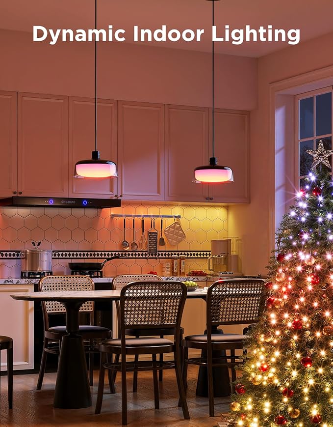 Govee Pendant Light for Kitchen Island, Three-Layer RGBIC Smart Lighting, Matter Compatible, 1300LM 2700K-6500K Dimmable Black Hanging Light Fixture Works with Alexa, Adjustable Height for Dining Room