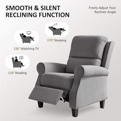 Recliner Chair for Living Room, Modern Reclining Sofa Home Theater Seating with Upholstered Push Back, Mid-Century Reclining Armchair with Lumbar Support, Bedroom, Reading Nook, Office, Set of 2