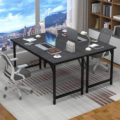 StarGraph Home Office Desks 55 Inch Large Office Desk with Sturdy Metal Frame Modern Computer Desk Gaming Study Writing Work from Home Desks, Black