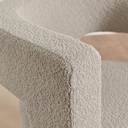 KINWELL 28" W Boucle Accent Chair Armchairs Set of 2, Upholstered Square Open-Back Barrel Chair, No Assembly Side Chair ArmChairs for Living Room Bedroom Lounge (Oatmeal)