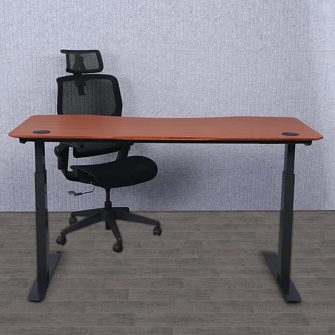 ApexDesk Elite Pro Series 60" x 27" Electric Height Adjustable Stand up Desk, Sit Stand Home Office Desk, Computer Desk - Curved Bamboo