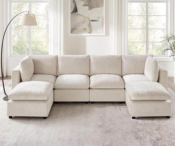 VANOMi Modular Sectional Sofa, Convertible Sofa Couch Modular Sofa with Ottoman, Sectional Sofas for Living Room Small Apartments