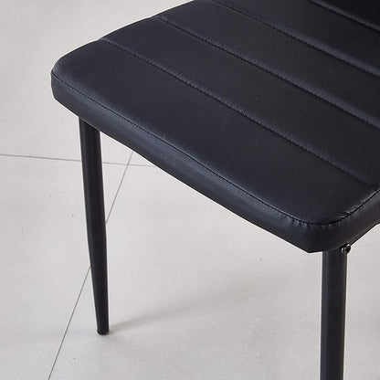 JT Modern Minimalist Dining Chair Fireproof Leather Sprayed Metal Pipe Diamond Grid Pattern Restaurant Home Conference Chair Set of 4 Or 6 (4, Jet Black)