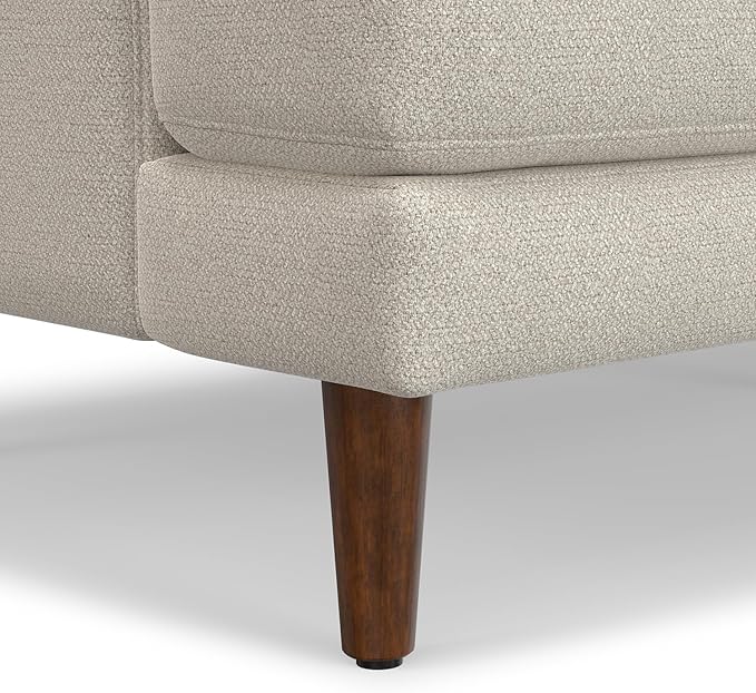 SIMPLIHOME Livingston 76-inch Wide Sofa in Cream White Woven-Blend Fabric, Handcrafted Loveseat Couch for Living Room or Family Room, Mid-Century Modern Style, Solid Wood Frame