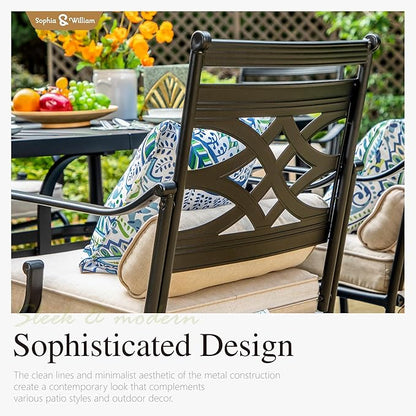 Sophia and William Patio Swivel Dining Chairs Set of 4, Outdoor Metal Armchairs, Outdoor Dining Chairs