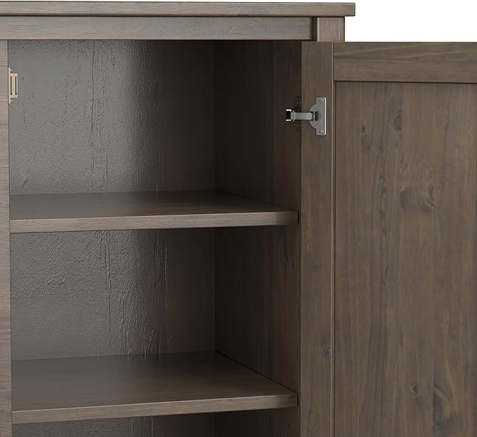 SIMPLIHOME Ela Solid Wood and Pine 54 inch x 18 inch Rectangle Transitional Sideboard with Wine Storage in Smoky Brown for The Dining Room and Kitchen