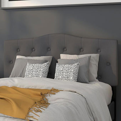 BizChair Tufted Upholstered Full Size Headboard in Dark Gray Fabric