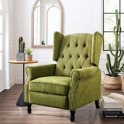 Wingback Recliner Chair, Modern Accent Arm Chair for Living Room/Bedroom/Office/Home Theater, Dark Green