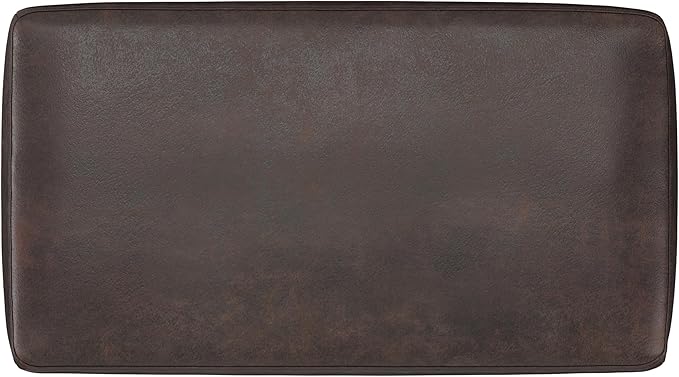 SIMPLIHOME Milltown 27 inch Wide Contemporary Rectangle Footstool Ottoman Bench in Distressed Brown Vegan Faux Leather, Assembled, for the Living Room and Bedroom