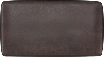 SIMPLIHOME Milltown 27 inch Wide Contemporary Rectangle Footstool Ottoman Bench in Distressed Brown Vegan Faux Leather, Assembled, for the Living Room and Bedroom
