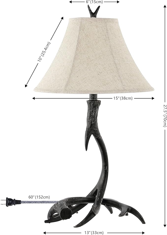 JONATHAN Y JYL6305C Antler 27.5" Rustic Resin LED Table Lamp, Traditional for Bedroom, Living Room, Office, Kids Room, Entryway, College Dorm, Bookcase, LED Bulb Included, Black