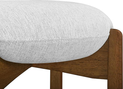Christopher Knight Home Lilac Modern Counter Height Bar Stools Set of 4, Fabric Round Stool Chair for Kitchen Island, Wood Dining Room Chair, Upholstered Counter Stool with Footrest,Dark Walnut+Ivory