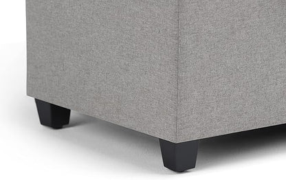SIMPLIHOME Sienna Storage Ottoman Bench - 33 inch Wide Upholstered Linen Look Fabric Rectangle Storage Ottoman Bench in Fawn Brown, Transitional Tufted Ottoman for Living Room with Lift Top