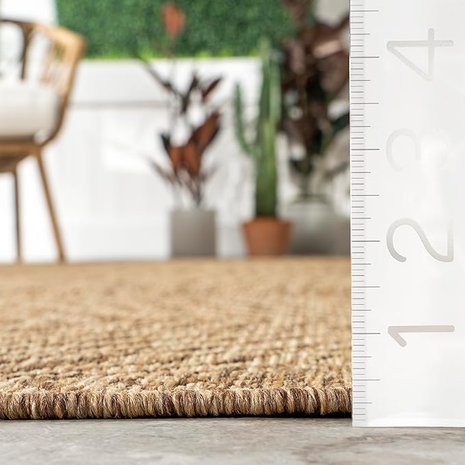 nuLOOM 4x6 Outdoor/Indoor Ranya Tribal Area Rug, Light Brown, Geometric Design, Stain Resistant, Highly Durable, For Patio, Balcony, Bedroom, Dining Room, Living Room, Bathroom