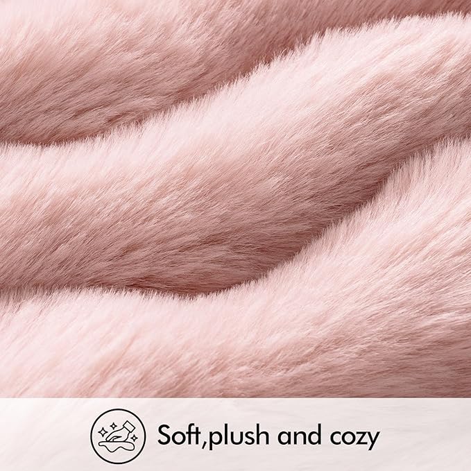 MIULEE Faux Fur Pillow Covers Thick Soft Plush Throw Pillows Luxury Home Decor for Couch Bed Bedroom Living Room Sofa,18x18 Inch Pack of 2 Light Pink