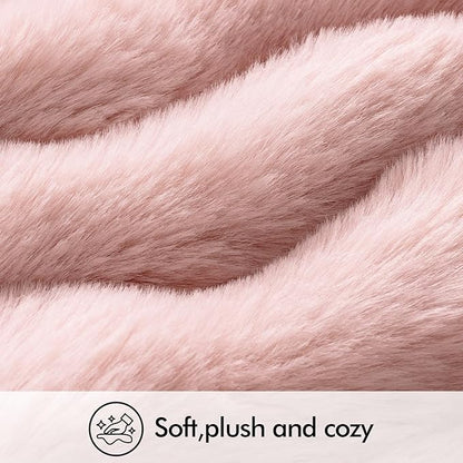 MIULEE Faux Fur Pillow Covers Thick Soft Plush Lumbar Throw Pillows Luxury Home Decor for Couch Bed Bedroom Living Room Sofa,12x20 Inch Pack of 2 Light Pink