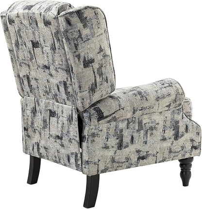 HULALA HOME Upholstered Wingback Recliner Chair Set of 2, Small Adjustable Footrest Push Back Single Reclining Sofa, Mid Century Modern Lounge Armchair for Living Room, Bedroom, Reading/Grey