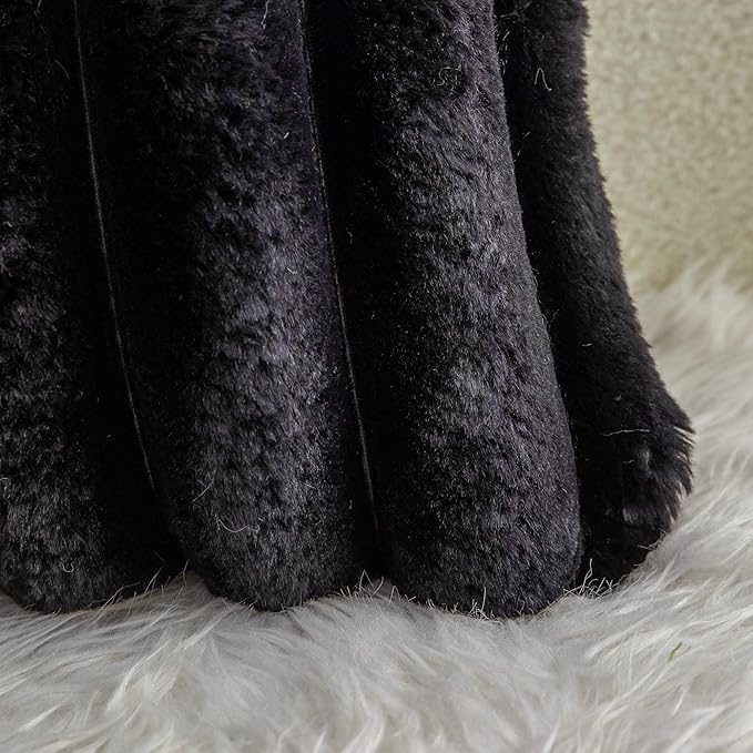 Neelvin Black Faux Fur Cozy Soft Striped Decorative Throw Pillow Covers 16x16 inch Set of 2,Velvet Pillowcase Cushion Case for Sofa Couch