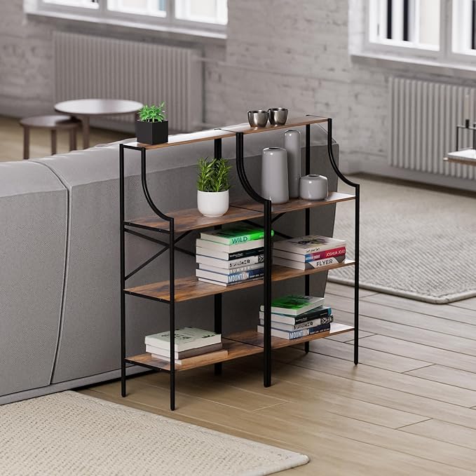 Console Table, entryway Table 4-Tier Sofa Table with Storage Shelves, Couch Table Behind Sofa,Standing Bakers Rack