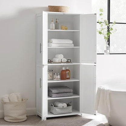 Crosley Furniture Savannah Tall Pantry Storage Cabinet with Shelves, Kitchen, Dining, or Laundry Room, White