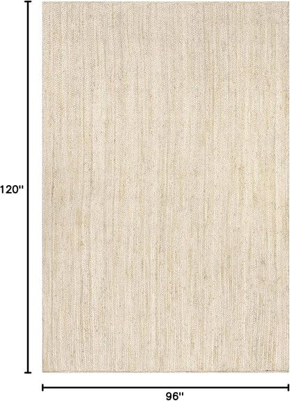 nuLOOM 8x10 Rigo Jute Hand Woven Area Rug, Off White, Solid Farmhouse Design, Natural Fiber, For Bedroom, Living Room, Dining Room, Hallway, Office, Kitchen, Entryway
