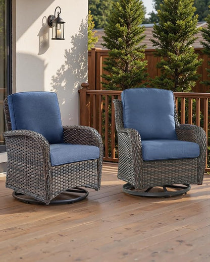 Pop 22x25/22x24 Outdoor Furniture Cushions Set of 6 - Comfortable Patio Chair Cushion for Rattan Wicker Dining Rocking Swivel Chairs Loveseat Couch L-Shape Sectional Sofa - Navy Blue/Classic