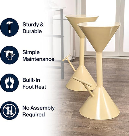 JONATHAN Y BSL1003B Chronos 29.75" Modern Industrial Iron Hourglass Backless Bar Stool with Foot Rest for Home, Kitchen, Dining Room, Workspaces, Cafes and Resturants, Almond