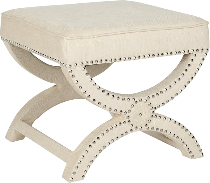 Safavieh MCR4645 Mystic Upholstered Ottoman Color: Cream