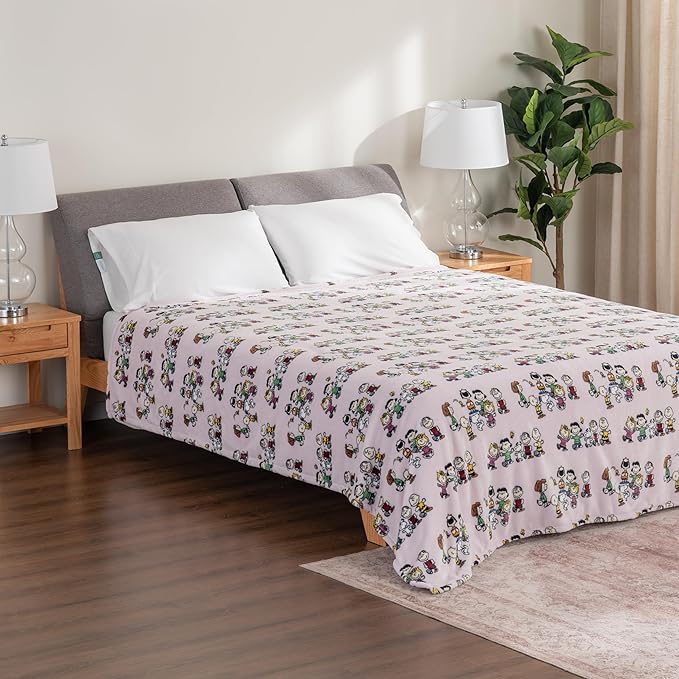Berkshire Blanket Peanuts® VelvetLoft® Cute Character Snoopy Plush Blanket,Peanuts Laughing Robe Lilac,King 90 in x 108 in (Official Peanuts® Product)