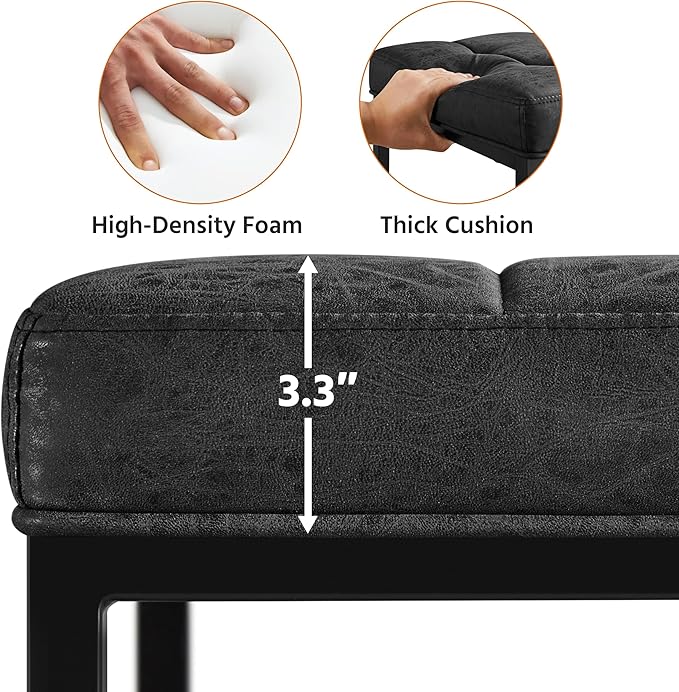 Yaheetech Bar Stools Set of 2, 24 Inch Counter Height Bar Stools Set, Backless Kitchen Island Stools, Faux Leather Stools for Kitchen Counter, Black