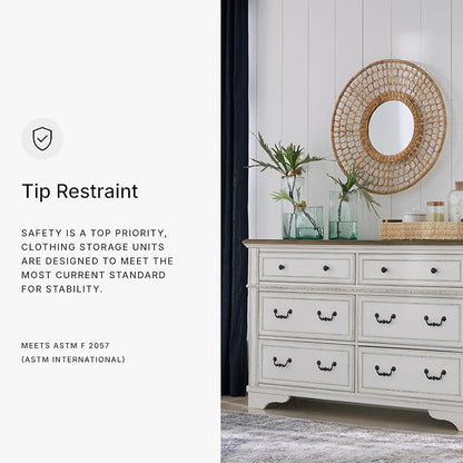 Signature Design by Ashley Blendon Traditional 6-Drawer Dresser with Safety Stop, White & Dark Brown