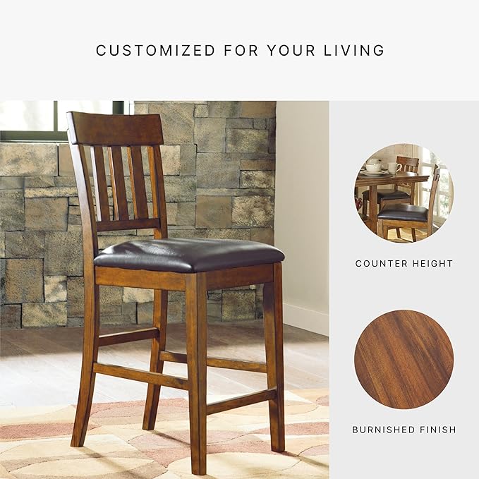 Signature Design by Ashley Ralene Counter Height Bar Stool, Medium Brown