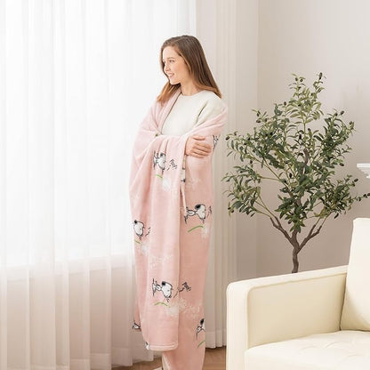 Berkshire Blanket Peanuts VelvetLoft Cute Character Snoopy Plush Throw Blanket,Peanuts Snoopy Make A Wish Spring Pink,Throw 55 in x 70 in (Official Peanuts Product)