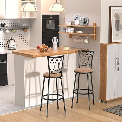 VECELO Adjustable Counter Stools, Bar Stools with 360 Degree Swivel Seat Top and Comfortable Round Seat Cushions,Steel Bistro Pub Chairs