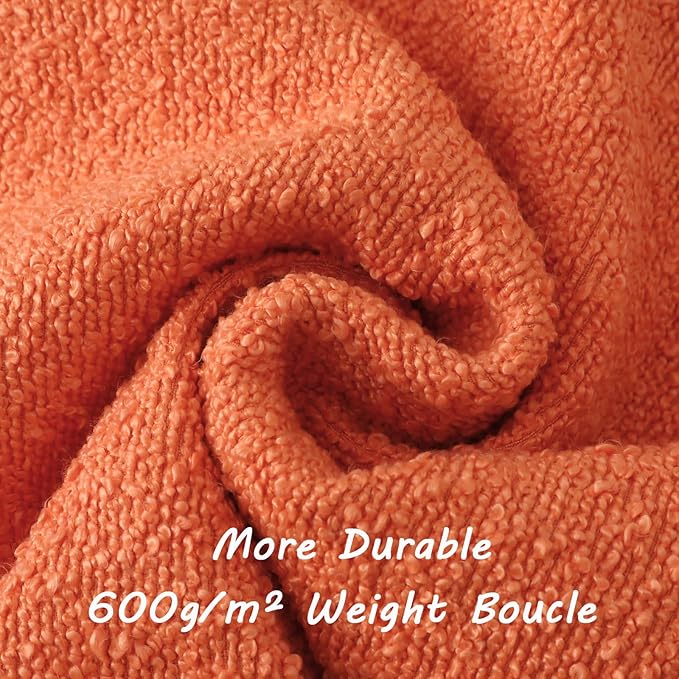FUTEI Pack of 2 Orange Decorative Throw Pillow Covers 26x26 Inch Soft Cozy Solid Boucle Textured Euro Pillow Shams,Modern Home Decor for Couch Bed Living Room