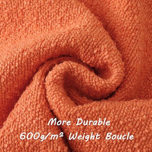 FUTEI Pack of 2 Orange Decorative Throw Pillow Covers 16x16 Inch Soft Cozy Solid Boucle Textured Cushion Case,Modern Home Decor for Couch Bed Living Room