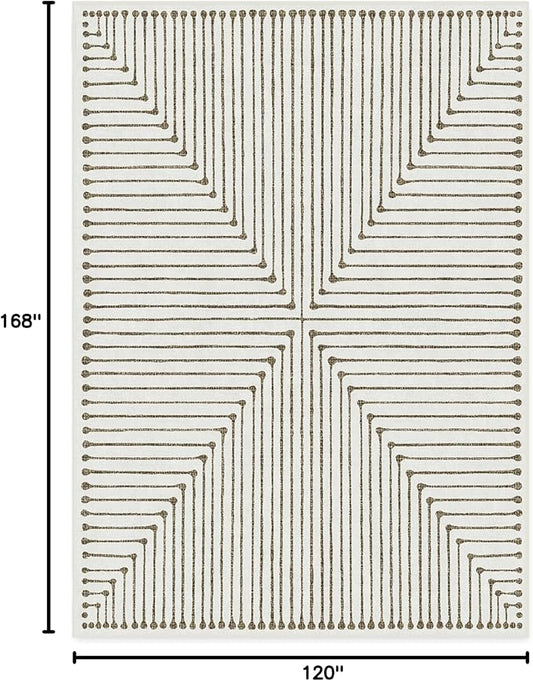 RUGGABLE x Jonathan Adler Machine Washable Modern Area Rug – Inkdrop Camel & Ivory 10x14, Stain-Resistant, Non-Slip – Large Rugs for Living Room, Bedroom, Hallway, Entryway & Office–with Standard Pad