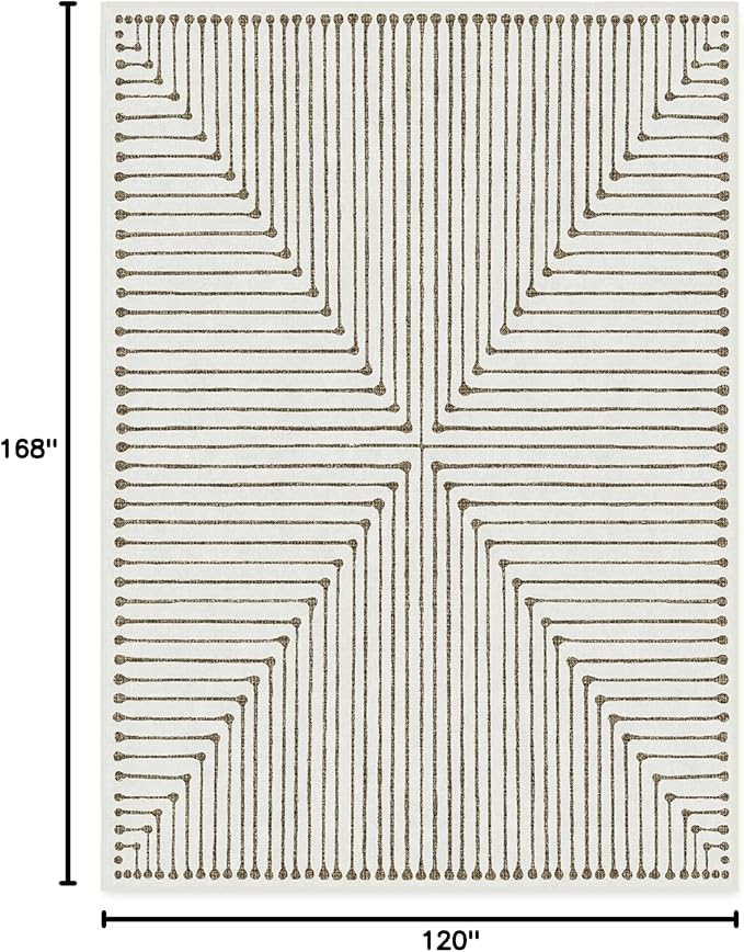 RUGGABLE x Jonathan Adler Machine Washable Modern Area Rug– Inkdrop Camel & Ivory 10x14, Stain-Resistant, Non-Slip – Large Rugs for Living Room, Bedroom, Hallway, Entryway & Office–with Cushioned Pad
